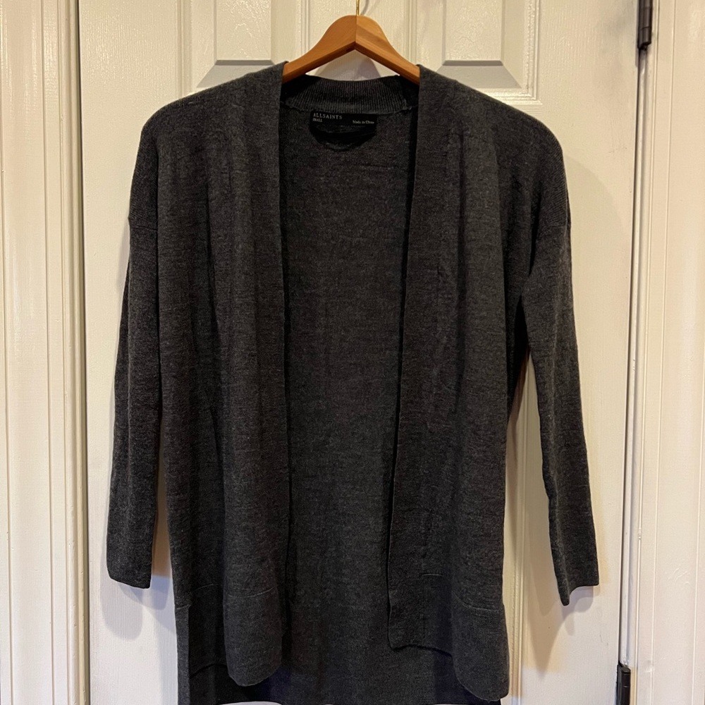 All Saints AllSaints Merino Wool Grey Gray Cardigan Women’s Small